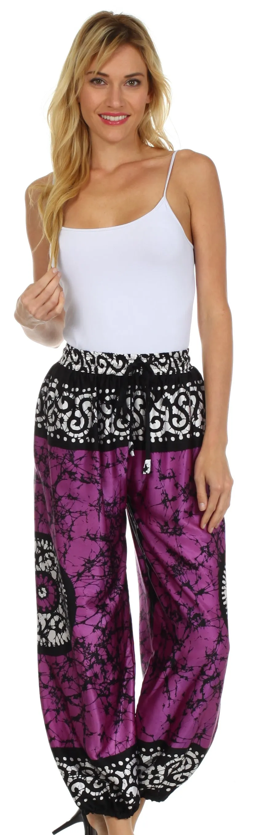 Sakkas Sephora Wide Leg Silky Harem Pants