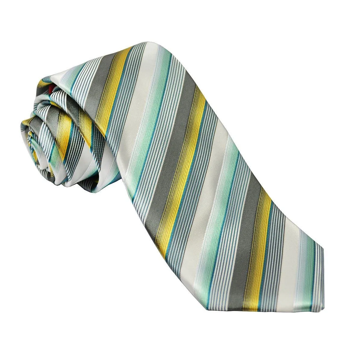 Sea Foam Green Striped Tie and Pocket Square Set