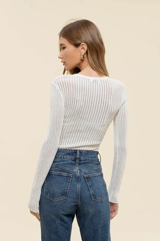 Shelby Sheer Knit Top   White