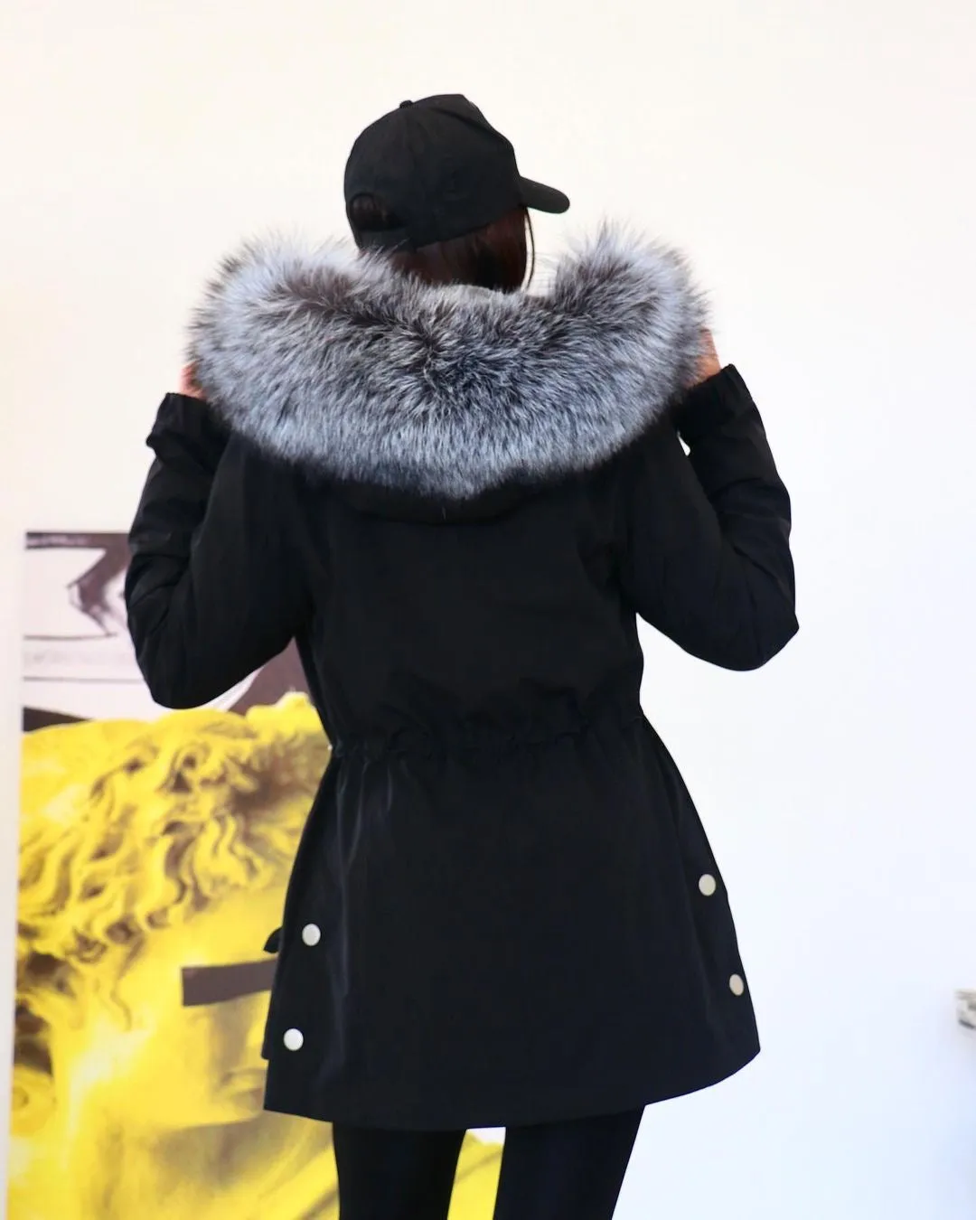 Silver Fox Fur Trim Parka with Rabbit Fur Insulation