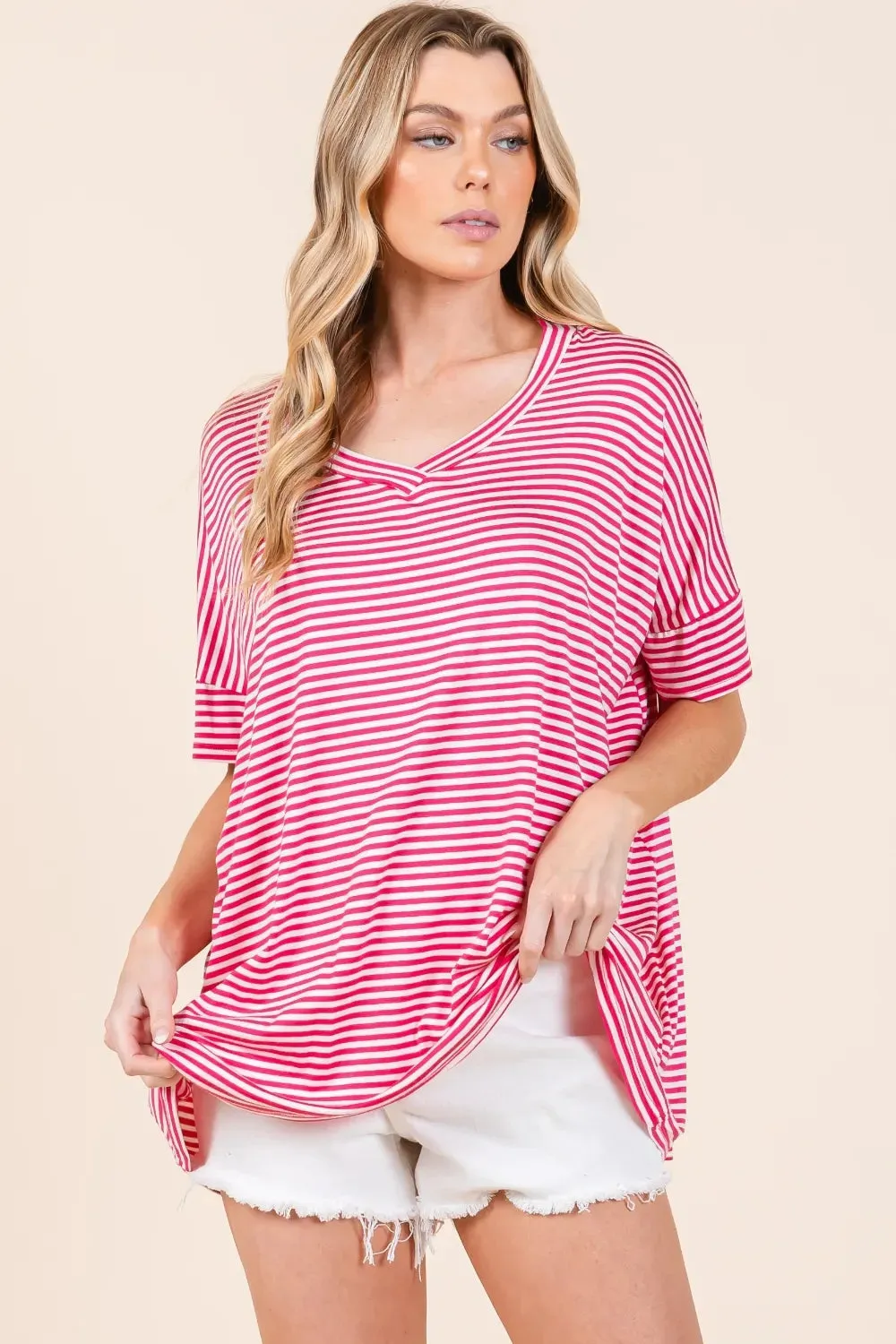 Striped V-Neck T-Shirt