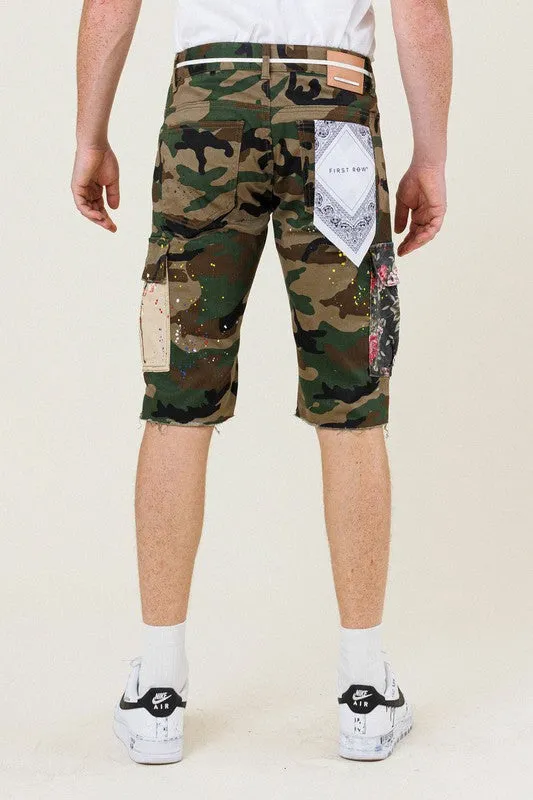 TEEK - Flowers Patch Camo Cargo Shorts