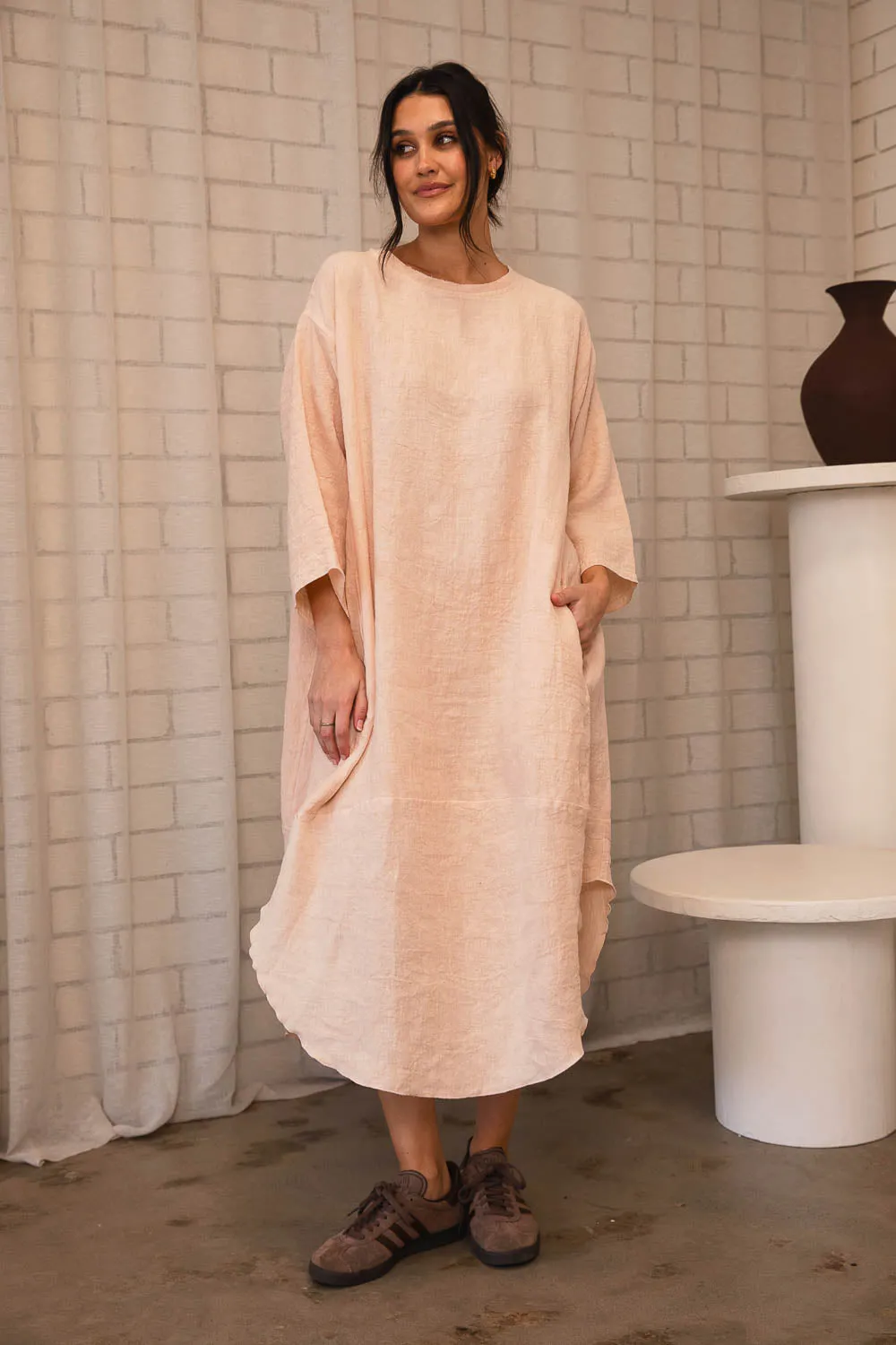 The Malle Linen Dress - Blush