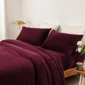 thermal microplush sheet set queen aubergine