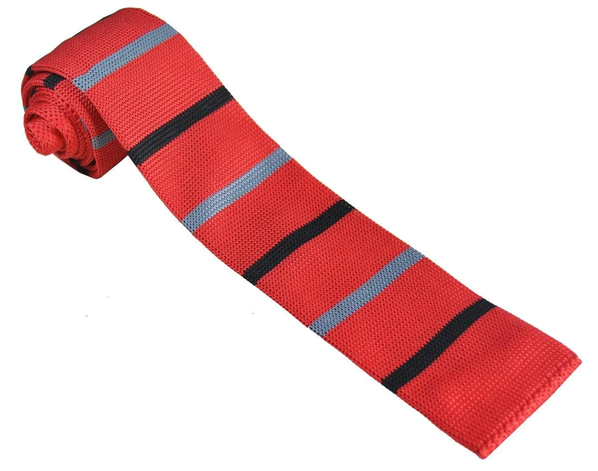 True Red Striped Knit Tie by Paul Malone