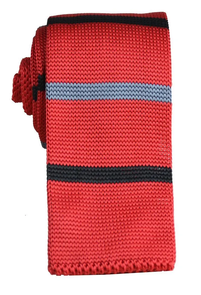 True Red Striped Knit Tie by Paul Malone