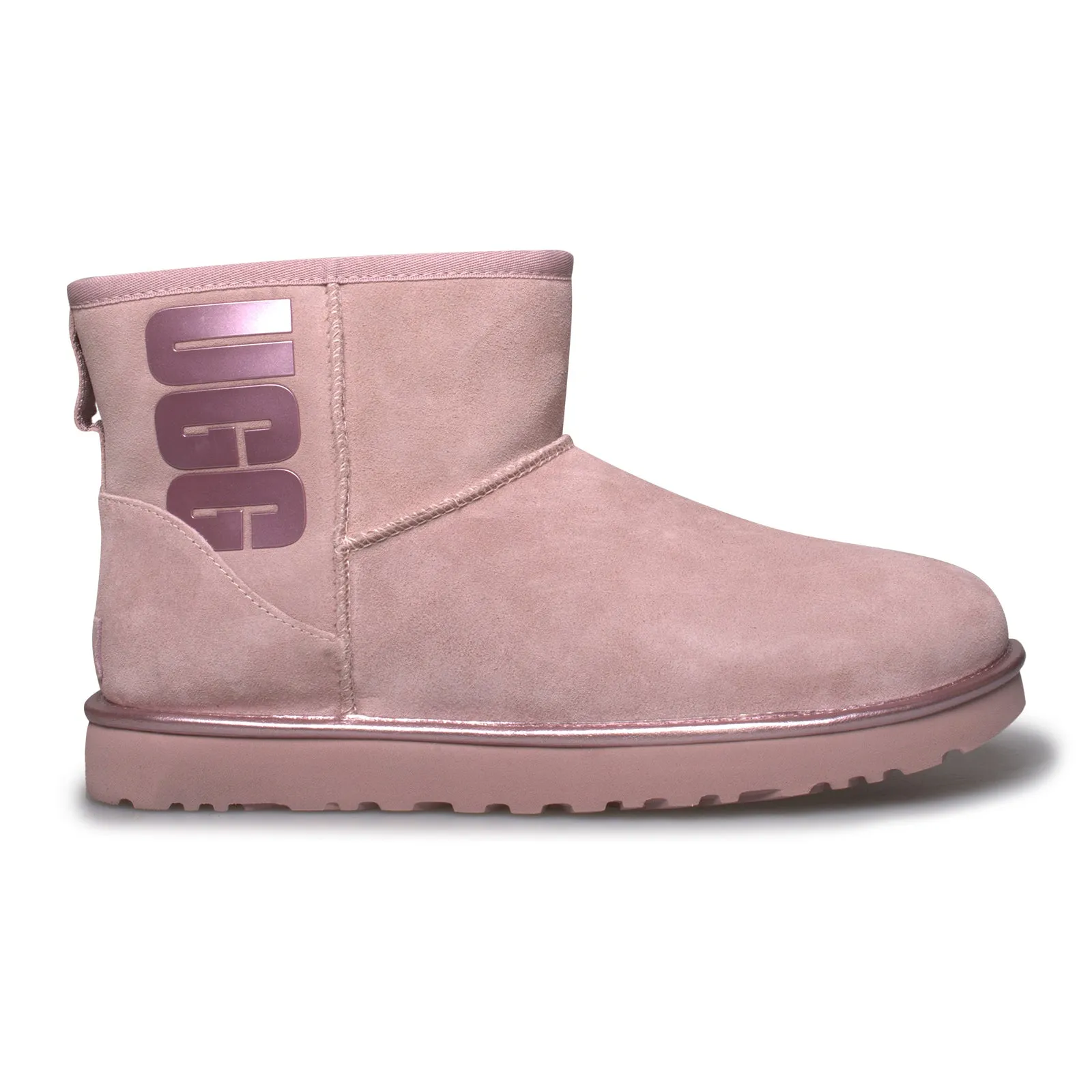 UGG Classic Mini UGG Classic Logo Pink Crystal Metallic Boots - Women's