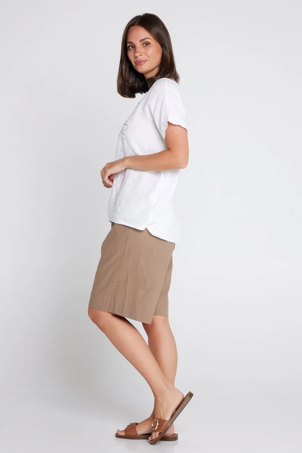 Zhuri Linen & Cotton Shorts - Bark